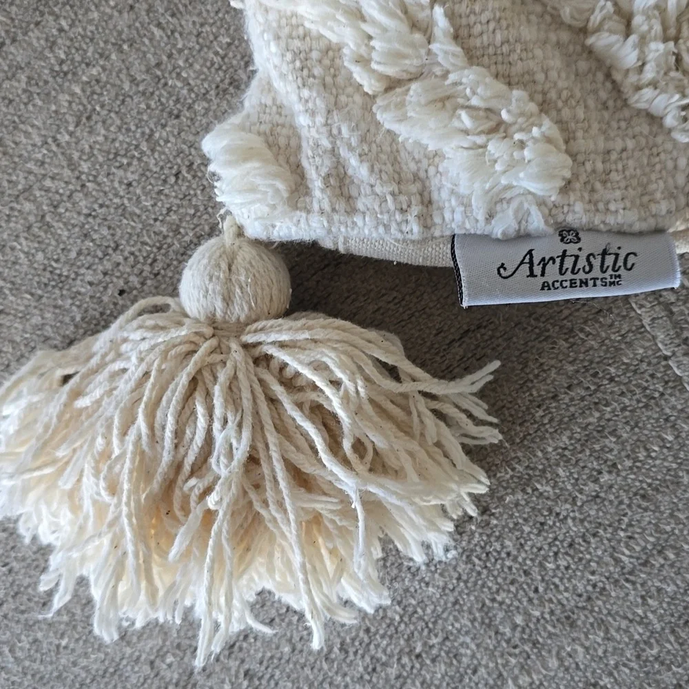 Artistic Accents Boho Coastal Cottage Crochet Pillow Covers 18"×18" Cotton - Picture 3 of 4